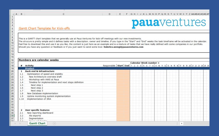 Simple GANTT Chart Template for Kick-offs - Eloquens