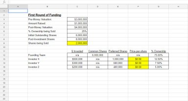 A Simple Capitalization Table Template