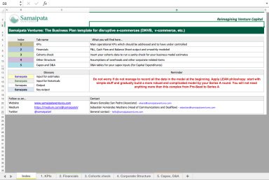 The Early Stage Business Plan template for Disruptive e-Commerces