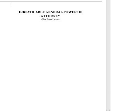 Sample: IRREVOCABLE GENERAL POWER OF ATTORNEY (For Bank Loans)