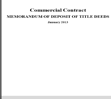 Sample / Template: Memorandum Of Deposit Of Title Deeds