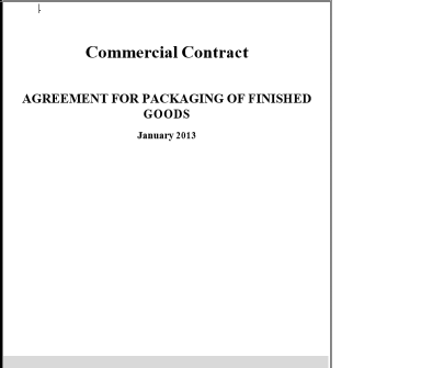 Sample/ Template : Agreement for Packaging of Finished Goods