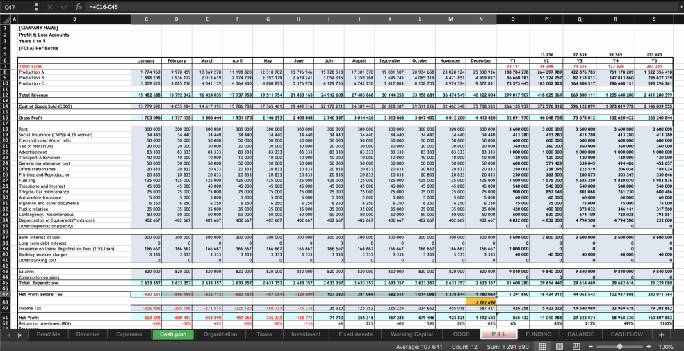 Startup Excel Model (Beverages Distribution) - Eloquens