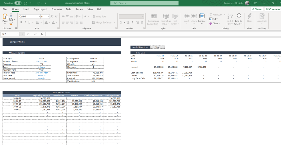 Loan Amortization Model Eloquens Loan Amortization Model Eloquens