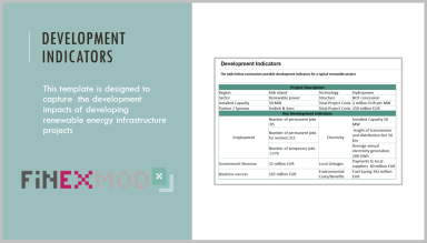 Development Indicators for a typical renewable project (Excel Template)