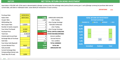Net Total Return on Bond Investment Calculator