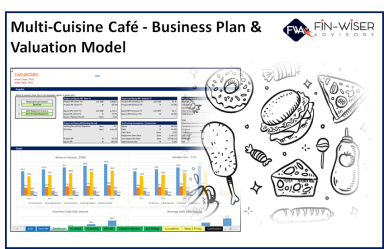 Multi Cuisine Cafe - 3 Statement Financial Model with 5 years Monthly Projection and Valuation