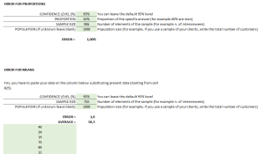 Required sample size and sample error of a survey Calculator