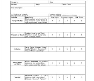 The Best Company Pitch Evaluation Sheet