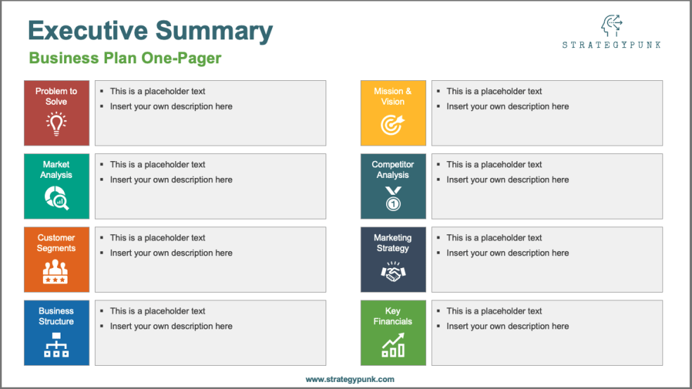 Business Plan One Pager Powerpoint Template Eloquens