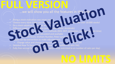 Stock Valuation on a Click! (FULL VERSION, Windows and Mac)