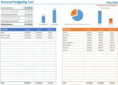 Free Excel app: Personal Budgeting Tool