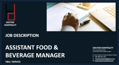 Job Description Assistant Food & Beverage Manager - Word Document