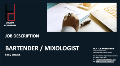 Job Description Bartender / Mixologist - Word Document