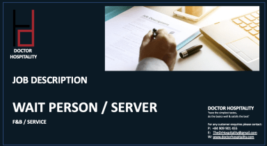 Job Description Food & Beverage Wait Person / Server - Word Document
