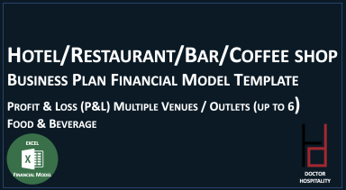 Food & Beverage Business Plan Financial Model Template, Profit & Loss (P&L): 1 -5 Outlets - Excel File