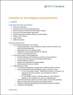 Due Diligence Checklist