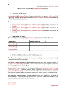 Founders Shareholder Agreement Template