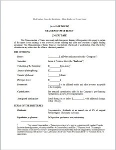 The Plain Preferred Term Sheet