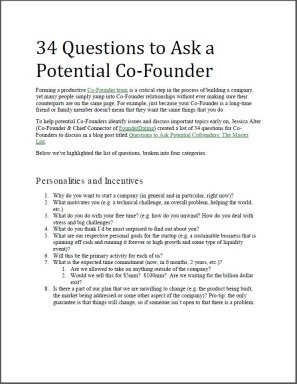 34 Questions to Ask a Potential Co-Founder