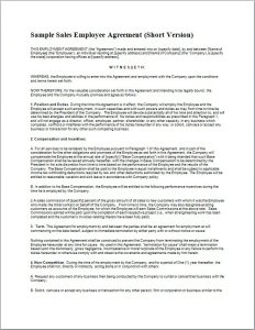 Sample Sales Employee Agreement Template