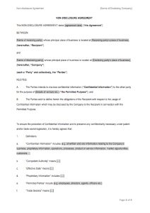 Non-Disclosure Agreement Template