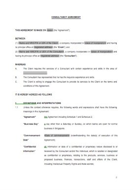 template consultancy agreement