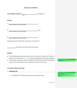 Shareholder Agreement Template