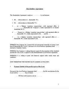 Shareholders Agreement Template
