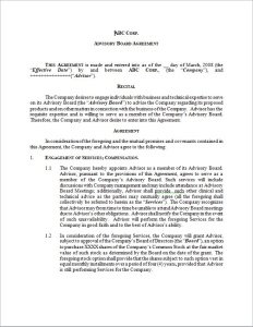 Advisor Agreement Template