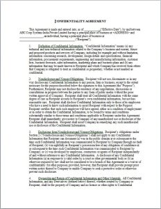 Confidentiality Agreement Template