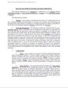 Standard Advisor Agreement