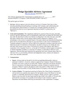 Design Specialist Advisor Agreement Template
