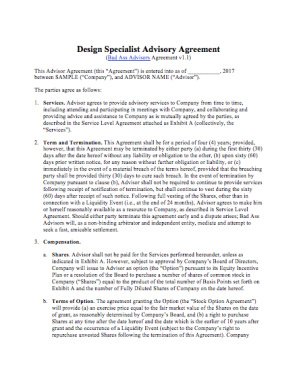 Design Specialist Advisor Agreement Template