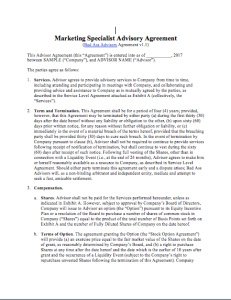 Marketing Specialist Advisory Agreement Template