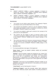 Manufacturing & Distribution Licence Agreement Template