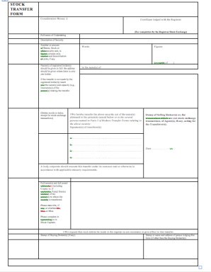 Stock Transfer Form Template
