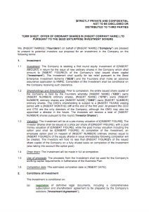 Seed Enterprise Investment Scheme (SEIS) Model Term Sheet