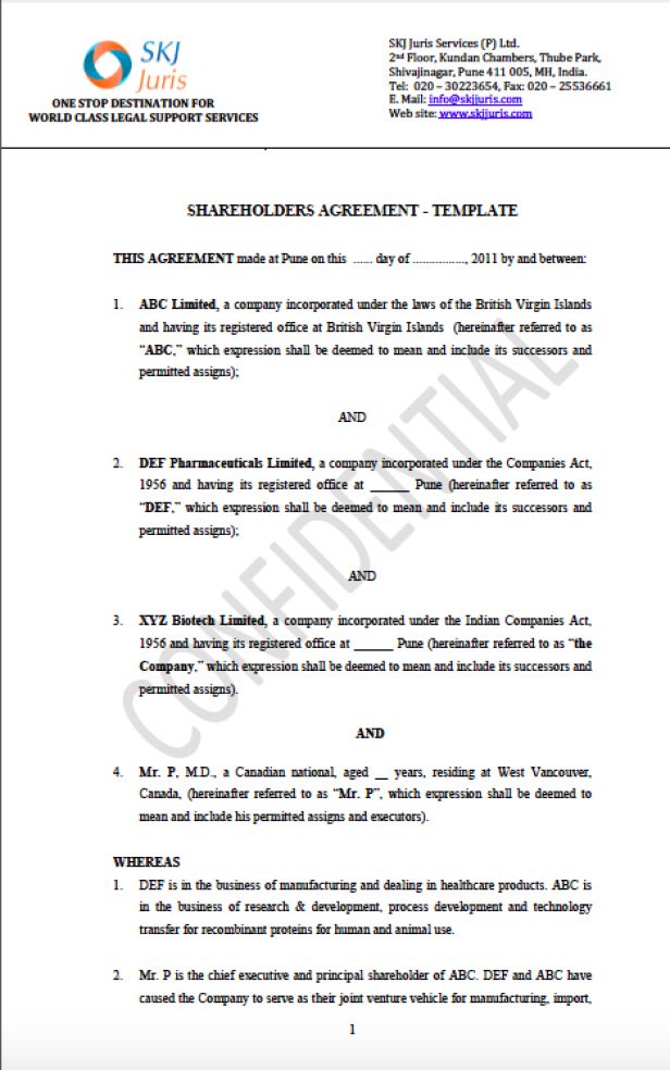 Shareholder Agreement Template - Eloquens