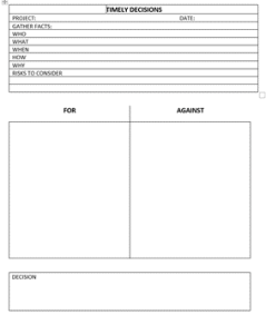 Making Decisions Timely and Effective using the T Decision-Making Worksheet