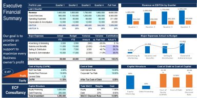 Executive Financial Summary Excel with Power Point Template