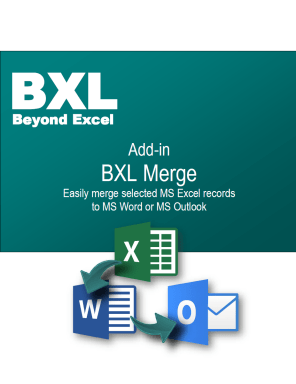 BXL Merge - Merge Excel Data directly to Word and Outlook