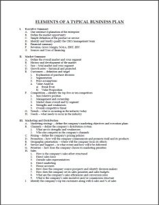 Elements of a Typical Business Plan