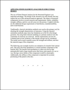 Finite Element Analysis for the Structural Design Whitepaper