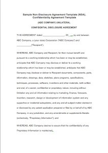 Non-Disclosure Agreement Template