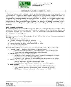 Corporate Valuation Methodologies