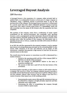 Leveraged Buyout (LBO) Analysis Overview