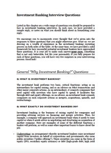 Investment Banking Interview Questions