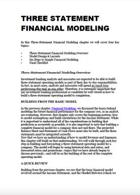 Three Statement Financial Modeling