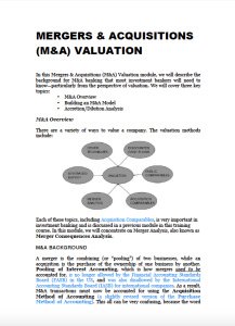 Mergers & Acquisitions Valuation